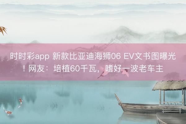 時(shí)時(shí)彩app 新款比亞迪海獅06 EV文書圖曝光! 網(wǎng)友：培植60千瓦，嗜好一波老車主
